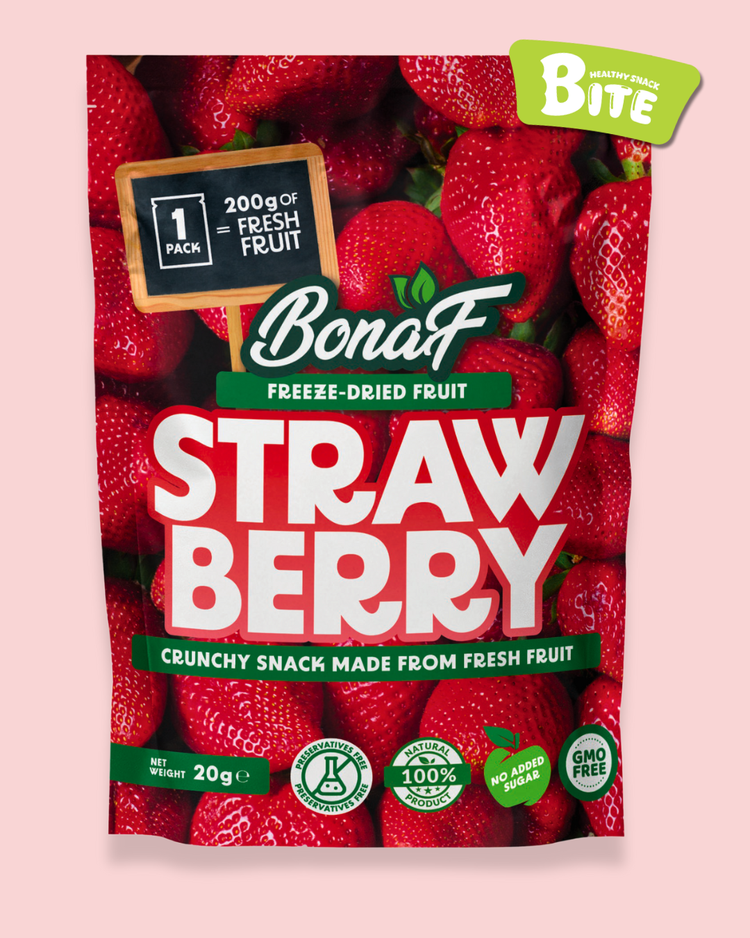 Feeze Dried Strawberry 20g - 100% Natural