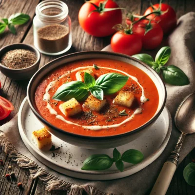 Keto Tomato Soup With Cheese Croutons