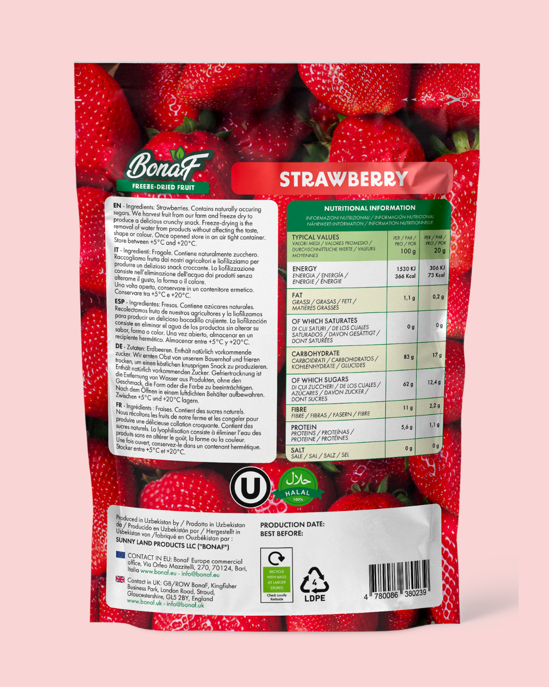Feeze Dried Strawberry 20g - 100% Natural - Image 2